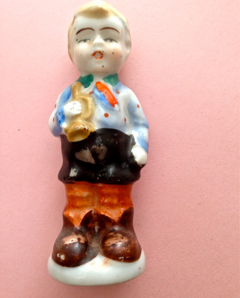 German bugle boy figurine vintage made in Japan bisque collectibles image 2