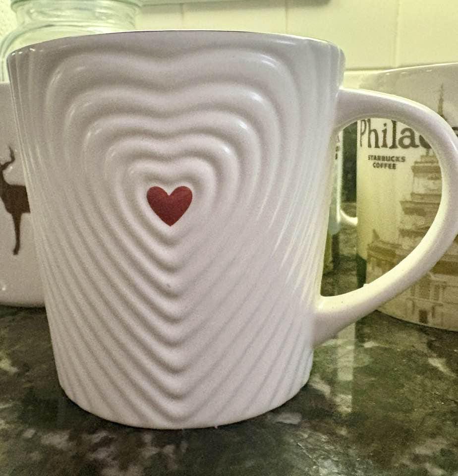 Vintage Starbucks 2008 Red Heart Valentines Holiday Coffee Mug