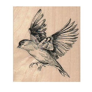 Flying Bird RUBBER STAMP, Nature Stamp, Bird S Outdoor  Lover  Flying   Left  19001