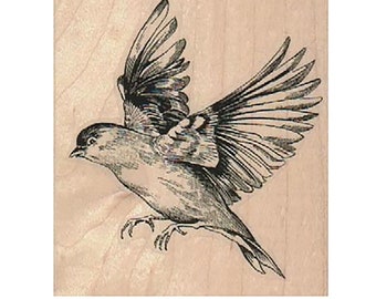 Flying Bird RUBBER STAMP, Nature Stamp, Bird S Outdoor  Lover  Flying   Left  19001