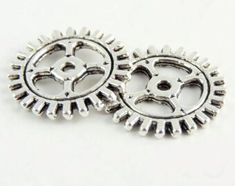 jewelry findings charm drop gear Altered Art Metal Gear SPROCKET steampunk GEAR  quantity five x8 color   silver