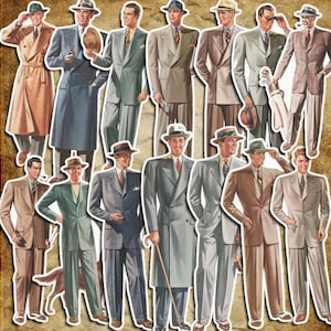 14 retro gentleman man stickers   Crafts And Scrapbooking sticker   2-3 inches