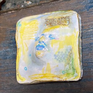 Ceramic clay face square  fairy goddess angel jewelry craft supplies  mosaic tile handmade  faces ceramic pottery woman clown