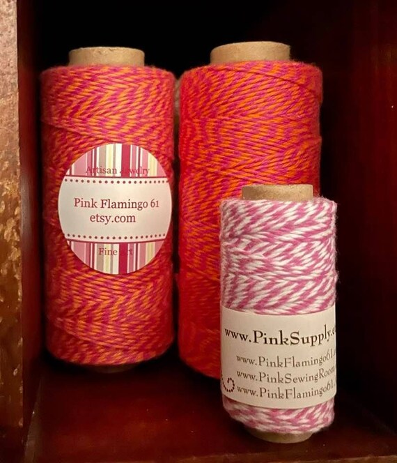 RED Bakers Twine Small Roll Red/white 105 Feet Small Spool Pink