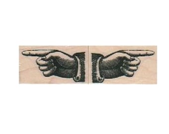 set of 2 hands pointing rubber stamps  19175 direction stamp fingers pointing