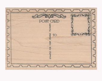 Post Card Back RUBBER STAMP, Post Card  Mixed Media, Mail  Postcard Back   Postal  Card Making 6949