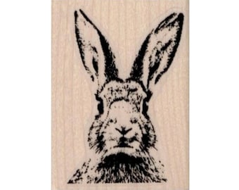 Rabbit head RUBBER STAMP bunny rabbits Easter face animal pet 19383