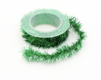 Tinsel Garland wooly green no wire 2 Meters Metallic Foil RattanTinsel Garland Ribbon Garland DIY Christmas Tree      Party Supplies