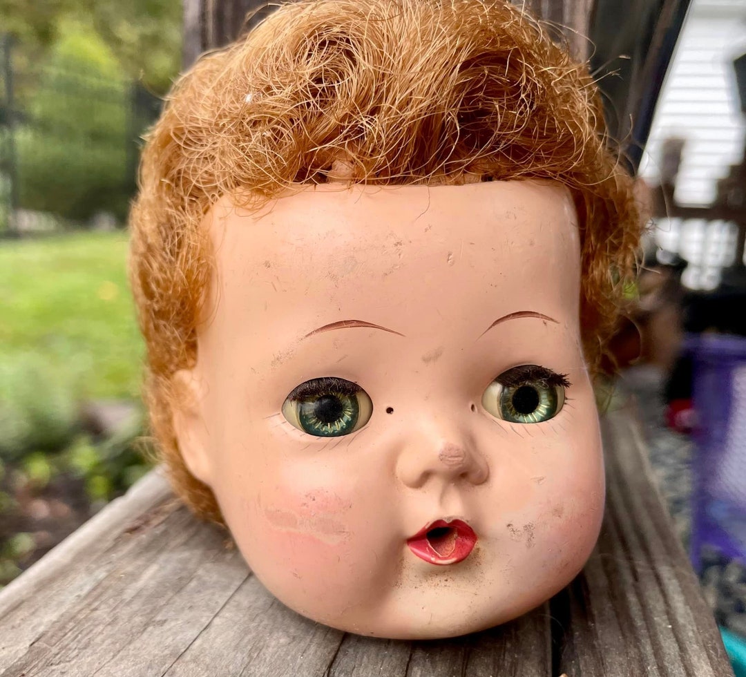 Tiny Tears Doll Vintage Doll Head Creepy Halloween Parts Milky Eyed