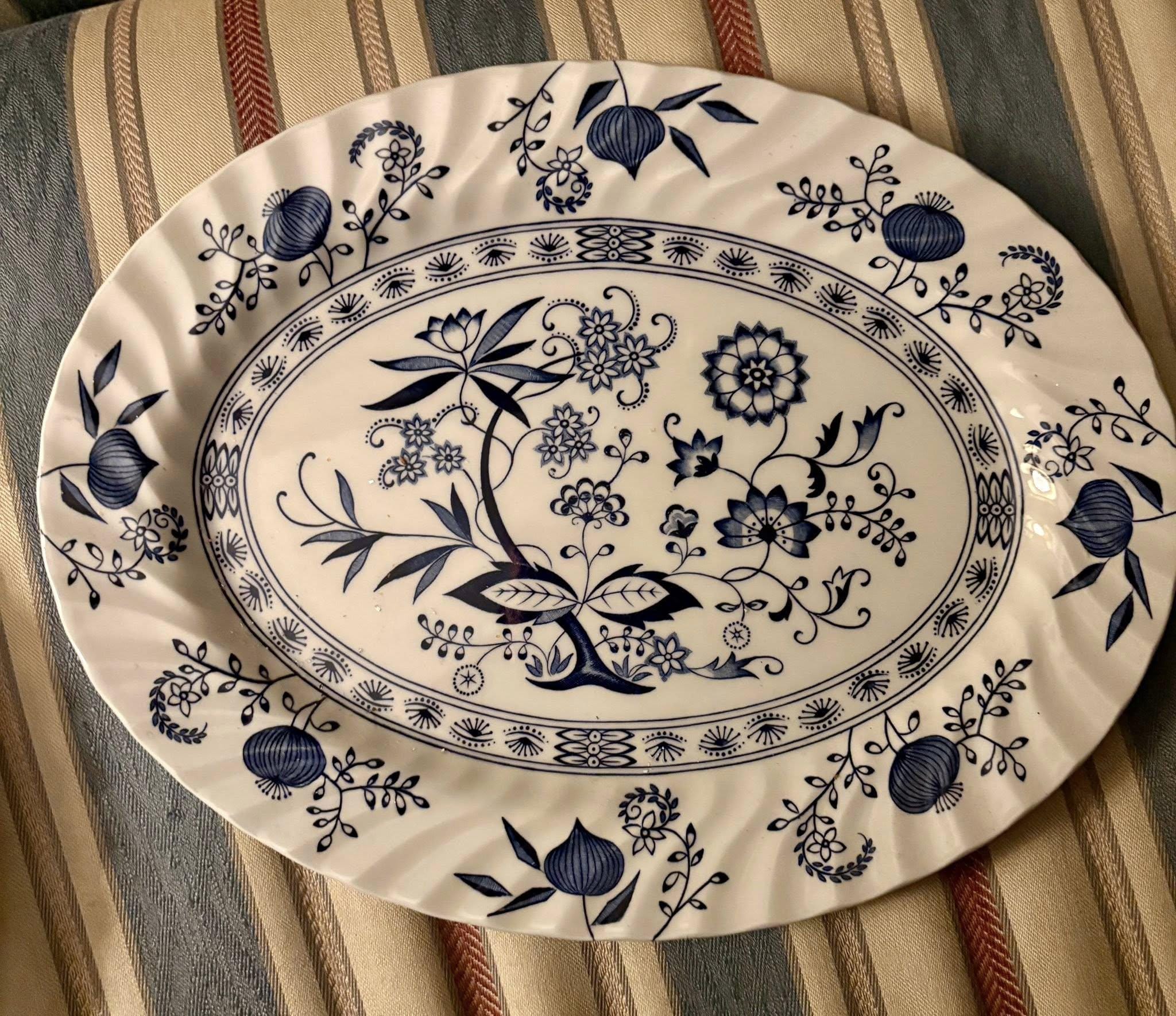 Serving Platter Vintage Blue Onion Nordic Johnson Brothers Made in