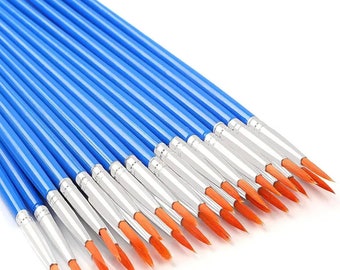 10  piece set paint brushes round detail  nylon hair blue or black  wood brush detail painting art supplies