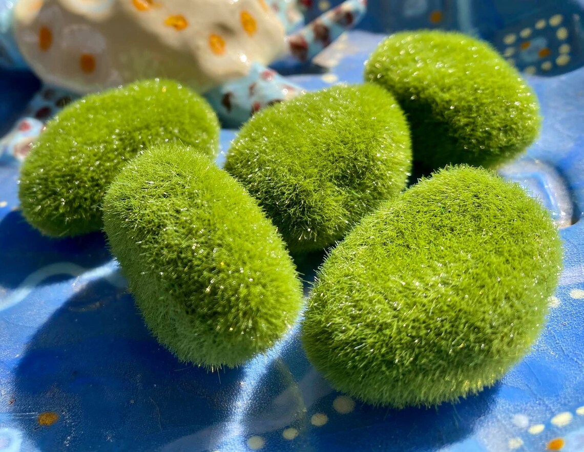 Moss Covered Faux Rocks Fairy Gardens Miniature Artificial Etsy