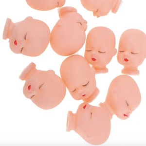 3 doll head heads plastic Red Lips Sleeping Baby Doll Heads Sculpt For Mini Keychain Baby Toy DIY Custom Body Parts image 2