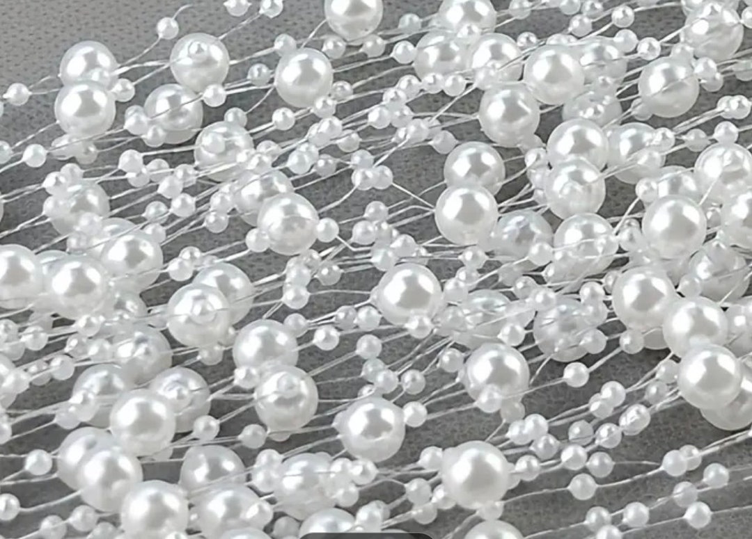Tinsel Garland Ball White Decoration Crafting Supply Pearl Flower Bead