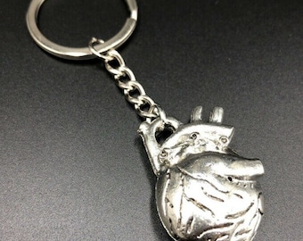 Heart keychain key ring keyring silver  charm pendant N12 doctor nurse surgeon anatomy science body parts Valentine's Day  car keys