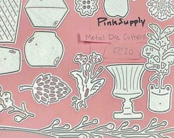 Tiny  Metal Die Cuts cutter metal cutting dies garden flower vases Scrapbook craft Dies, DIY Card Making, Metal Dies, Stencil   Card