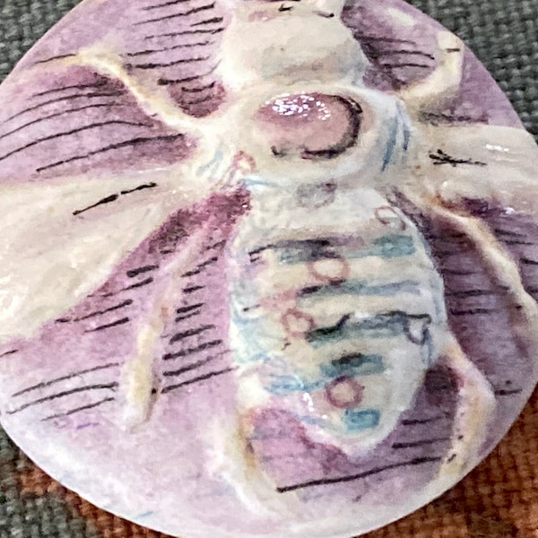 clay bee or house fly tile relic cab   OOAK     Handmade  cabochon     jewelry craft supplies  handmade