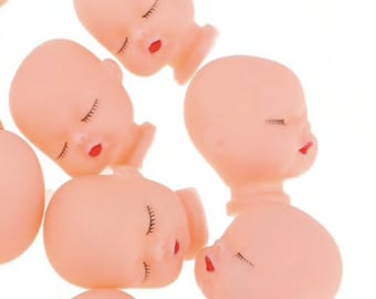 3 doll head heads plastic  Red Lips Sleeping Baby Doll Heads Sculpt For Mini Keychain Baby Toy DIY Custom Body Parts