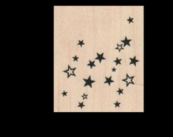 stars RUBBER STAMP,  background stamp space falling star wish 19291