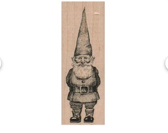 Gnome RUBBER STAMP, Garden Gnome Stamp,  Gnomes Stamp, Elves Stamp, Elf Stamp, Fantasy Stamp, Gardening Stamp, Flower Stamp