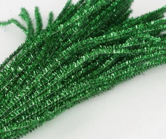 Christmas Wired Pipe Cleaners Tinsel Green. Sparkle TINSEL STEMS for Your  Shabby Creations 