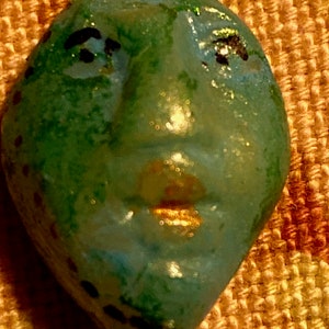 clay face doll parts jewelry craft supplies handmade blue spirit woman mask art doll parts head mask goddess tribal