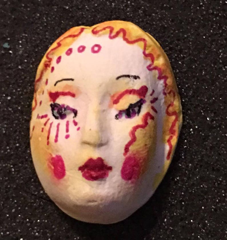 Handmade clay face oval mask Buddha spirit dolls doll parts head head jewelry craft supplies handmade clown cabochon face polymer