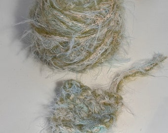 Green Art yarn, hand-mixed yarn, Mixed Media supply