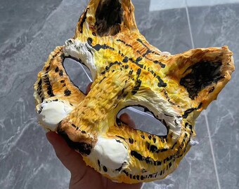 Tiger mask made of clay