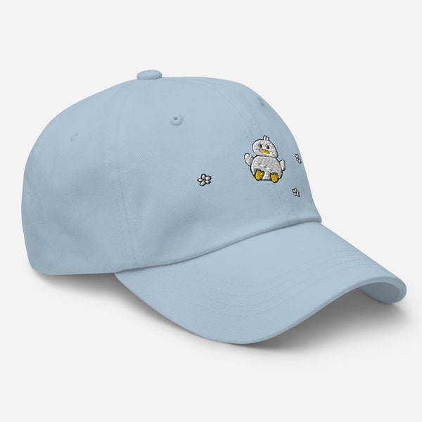 Duck And Flowers Baseball Cap Hat Embroidered