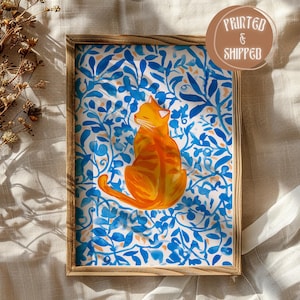 Niedliches Katzen Poster | Haustier Ölgemälde | Orange getigerte Tierkunst | Cottagecore Wand Kunst | Abstrakte Orange Katze Art Print | Katzen-Liebhaber-Geschenk-Ideen