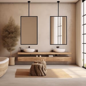 Ceiling Mounted Rectangular Bathroom Mirror,  Metal Frame Hanging Vanity Mirror, Sink Mirror, Handmade Modern Mirror