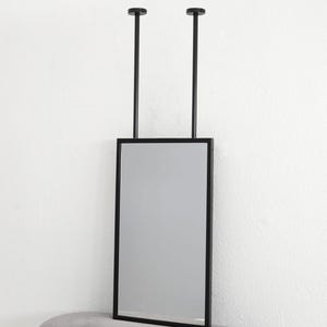 Ceiling Mounted Double Bar Rectangular Bathroom Mirror, Metal Framed Vanity Mirror,Ceiling Hanging Hotel Mirror, Modern Mirror,Desing Mirror