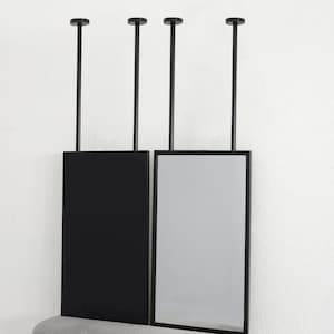 Ceiling Mounted Double Bar Rectangular Bathroom Mirror, Metal Framed Makeup Mirror, Ceiling Hanging Hairdresser Mirror, Modern Mirror,Mirror