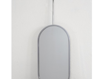 Handmade Oval Chrome Ceiling Mirror: Custom Metal Frame Vanity