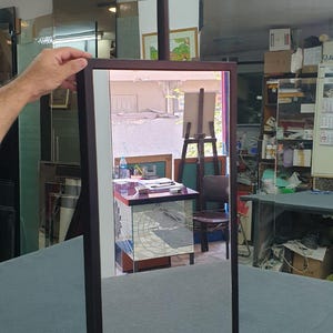 Ceiling Mount Rectangular Bathroom Mirror | Ceiling Suspended Modern Vanity Mirror, Metal Framed Hanging Mirror image 8
