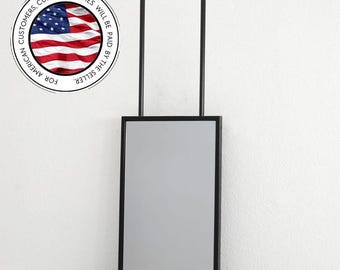 Badkamerspiegel met dubbele stang voor plafondmontage: metalen frame, modern design