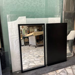 Deckenhalterung Rechteckiger Badezimmer Spiegel | Decken hängender moderner Kosmetikspiegel, hängender Spiegel mit Metallrahmen Bild 12