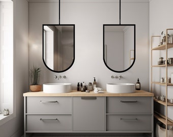 Arched Ceiling Mounted Bathroom Vanity Mirror