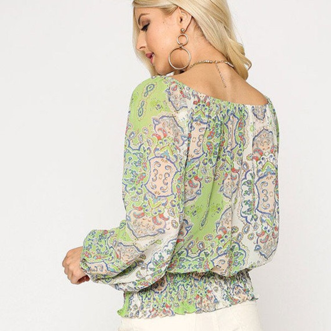 lime green chiffon blouse