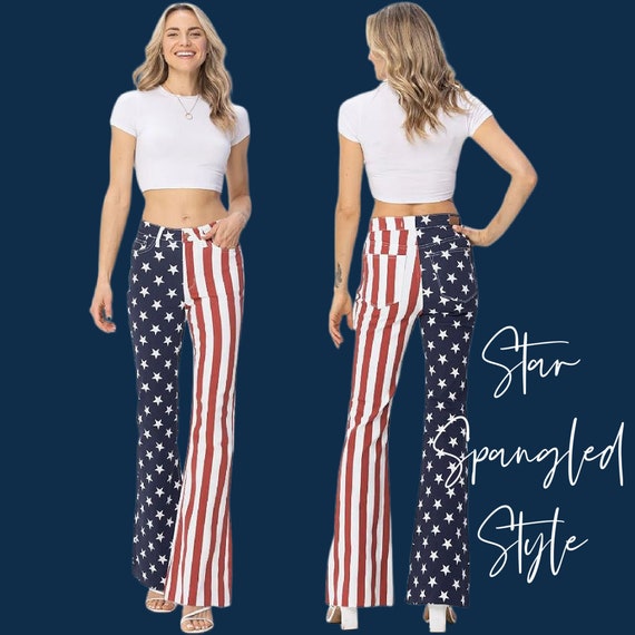 American Flag Jeans Women, American Flag Flare Jeans