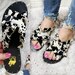 Black & White Cow Print Slip On Sandals - Lola Moo