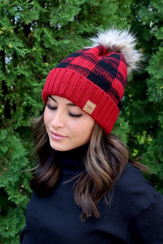 Buffalo Check Plaid Beanie Hat 
