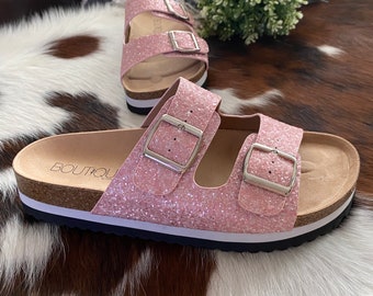 Corkys Pink Glitter Beach Babe Sandals