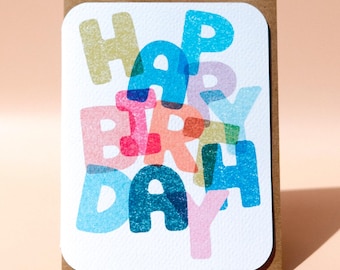 Happy Birthday Card: Handmade Greeting Card with Kraft Envelope