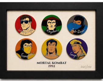 Vintage 1992 Mortal Kombat Pogs Framed Set – Hand Numbered Limited Edition – Original New Old Stock MK Collectible Display - New Movie Hype.