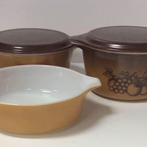 Vintage Pyrex Lot Old Orchard Casserole Dishes