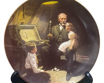 Norman Rockwell Collector Plate, Grandpa's Treasure Chest, Knowles Limited Edition, Light Campaign Series