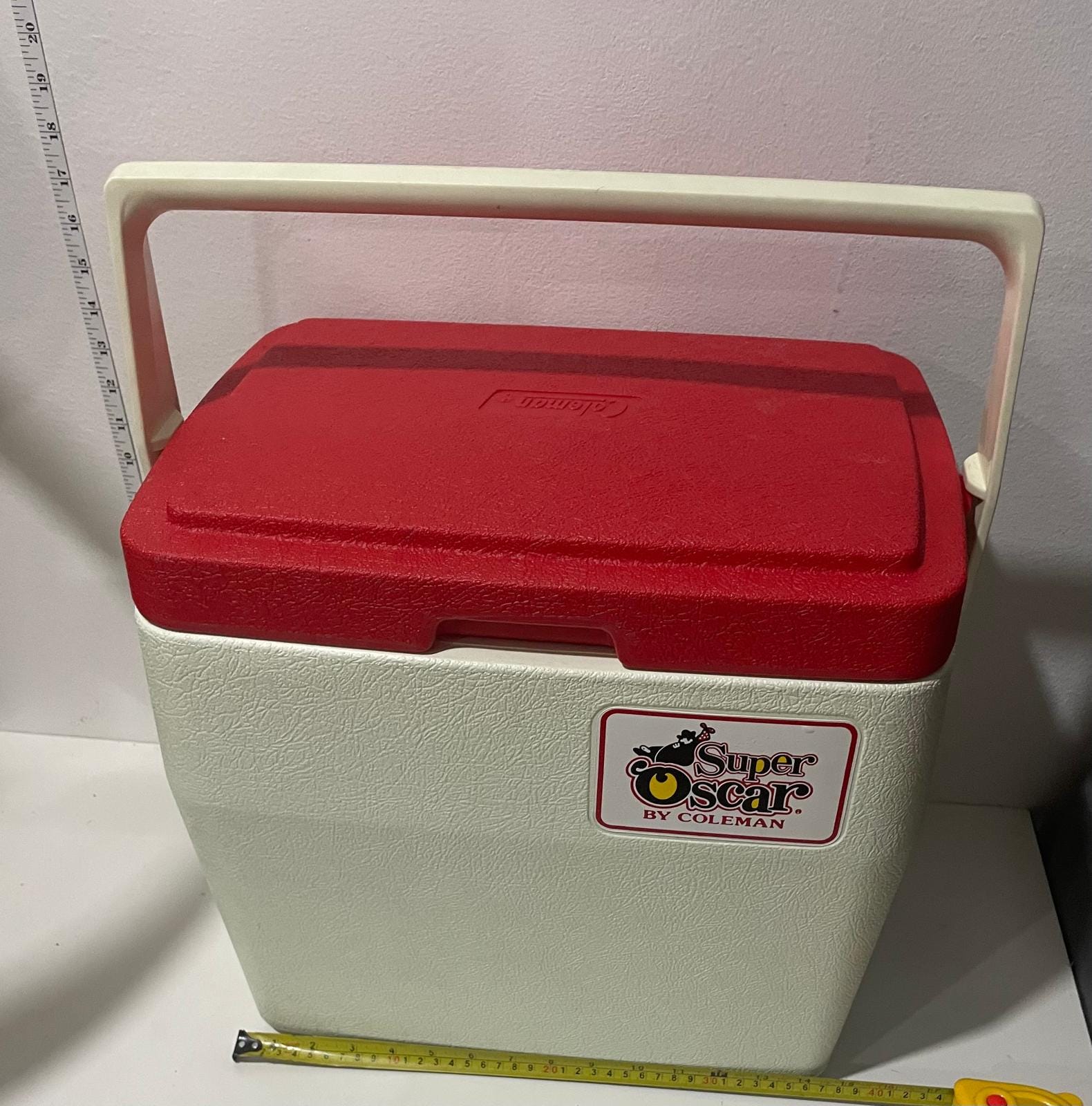Vintage 1982 Coleman Super Oscar Cooler With Drain - Red & White