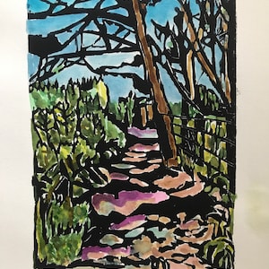 Dungeness Spit Trail -woodblock print